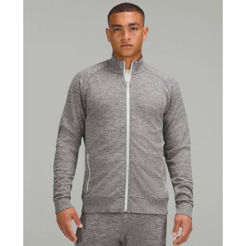 Lululemon Engineered Warmth Jacket Full Zip Grey Space Dye Merino Wool XL